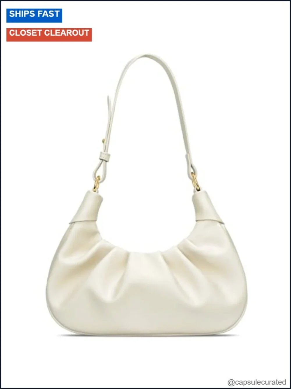 Faux Leather Ruched Hobo Shoulder Bag Underarm Purse Women